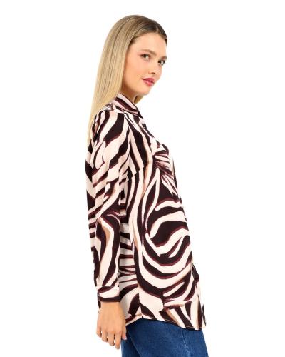 Πουκάμισο animal print καφέ 2