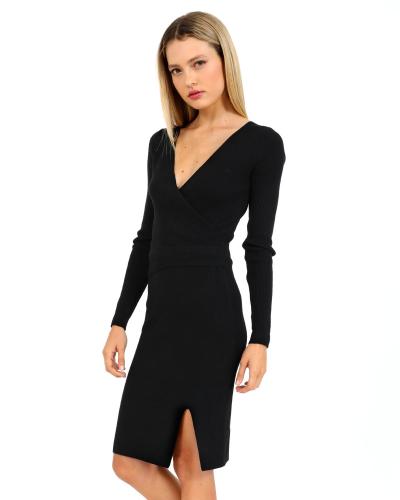 Μίντι πλεκτό φόρεμα μαύρο 2