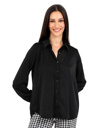 Πουκάμισο σατινέ μαύρο