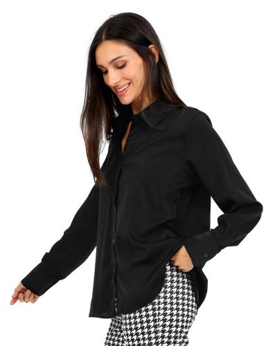 Πουκάμισο σατινέ μαύρο 2