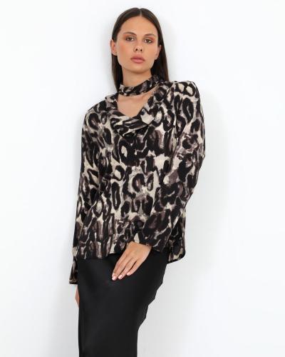 Μπλούζα animal print μαύρη