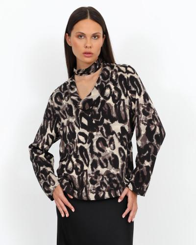 Μπλούζα animal print μαύρη  2