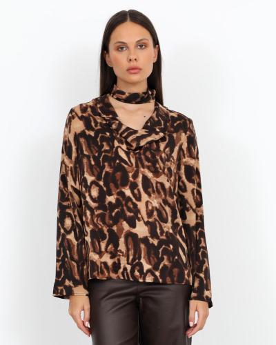 Μπλούζα καφέ animal print  2
